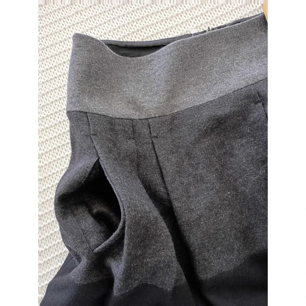 Vince Grey Black Colorblock Wool Blend Pleated Mini Skirt Pockets Sz 6/S $368‎